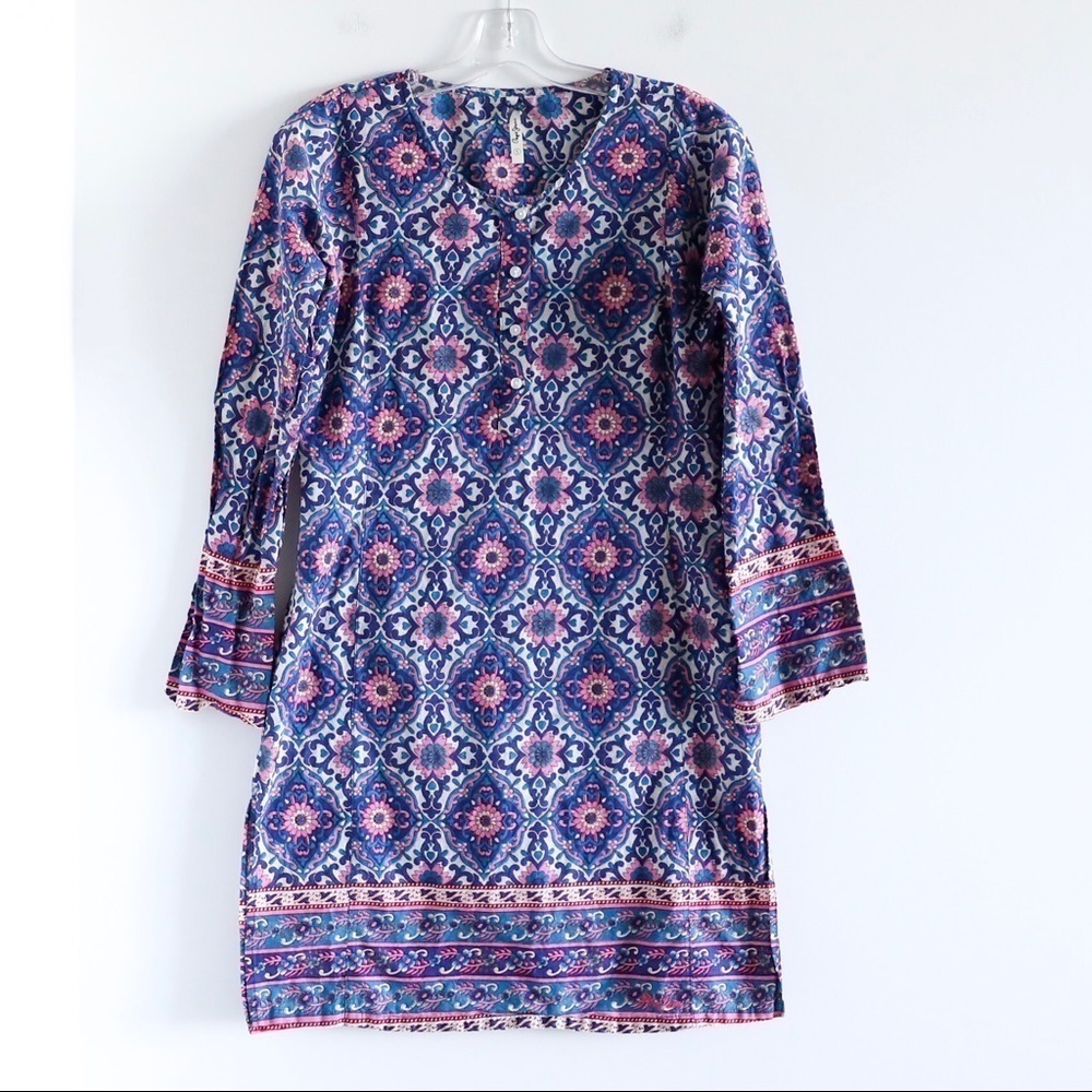 Patrizia Pepe cotton ethnic print tunic shirt dress Moroccan beach vacation S